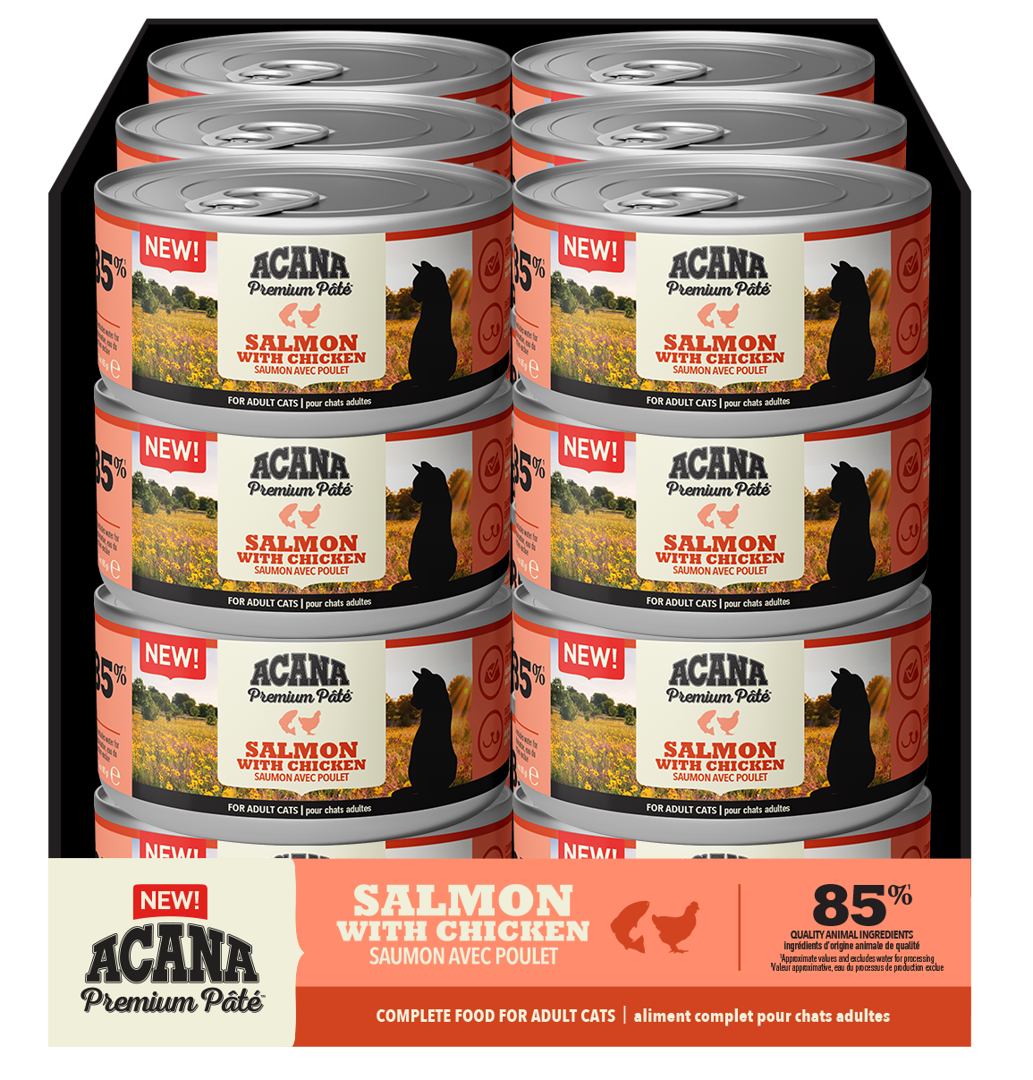 ACA Premium Pate Salmon with Chicken Front 24 Corrugate 85g FEDIAF.png